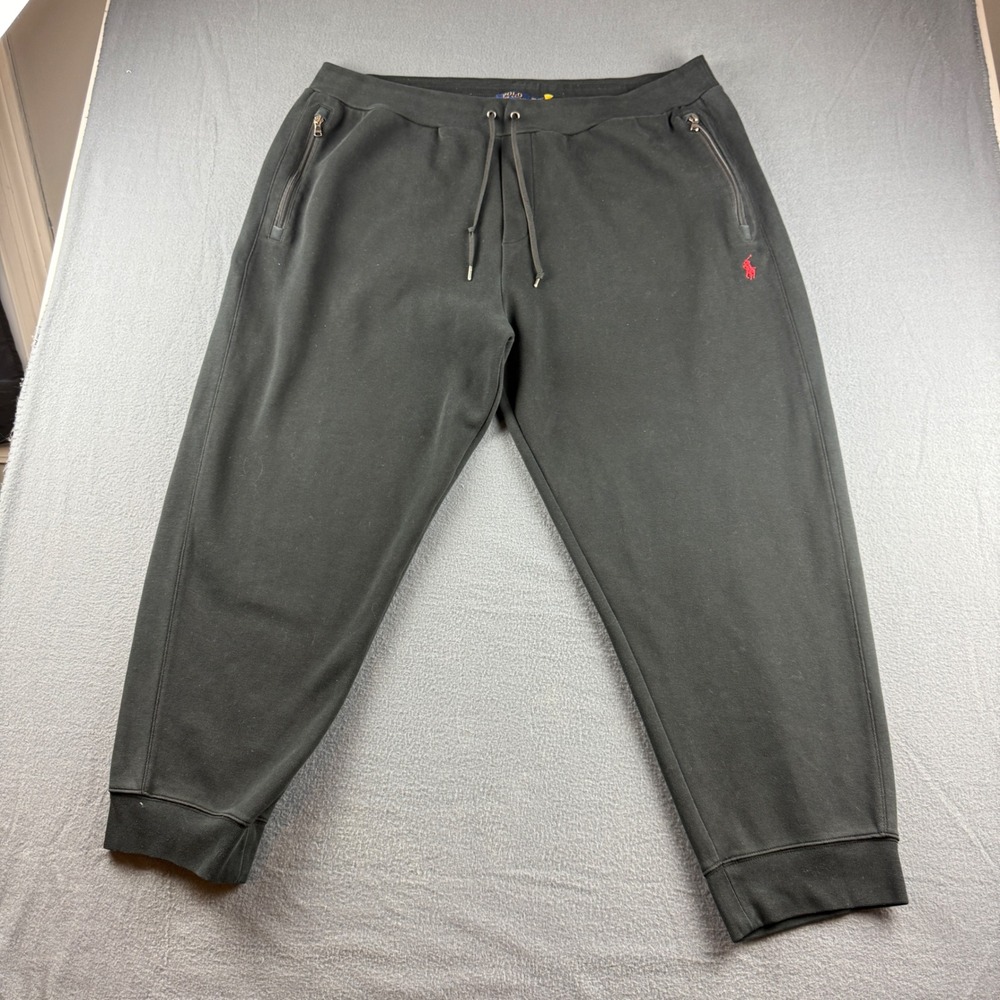Polo Ralph Lauren Joggers Men's 2XB Black Double Knit Sweatpants Pont Drawstring